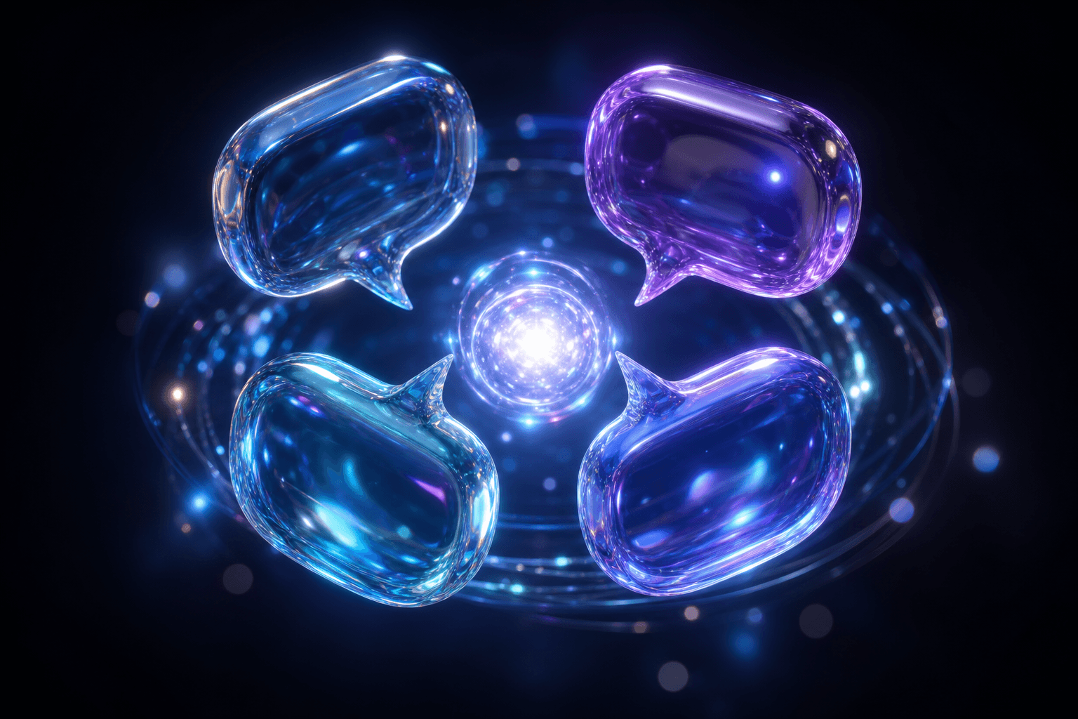 Four reply intent variations orbiting a central post